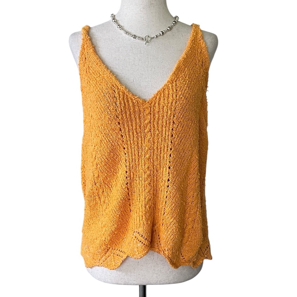 Anthropologie Vibrant Orange Knit Tank Sweater